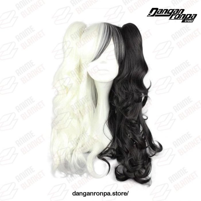 2021 Danganronpa Monokuma Long Ponytails Curly Wig Cosplay Costume