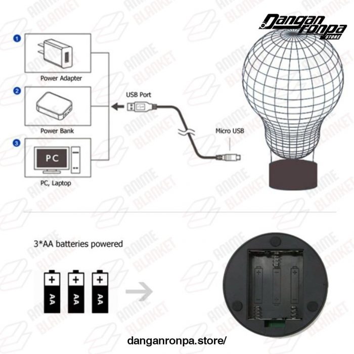 Danganronpa Mioda Ibuki 3D Illusion Led Lamp Lighting Color