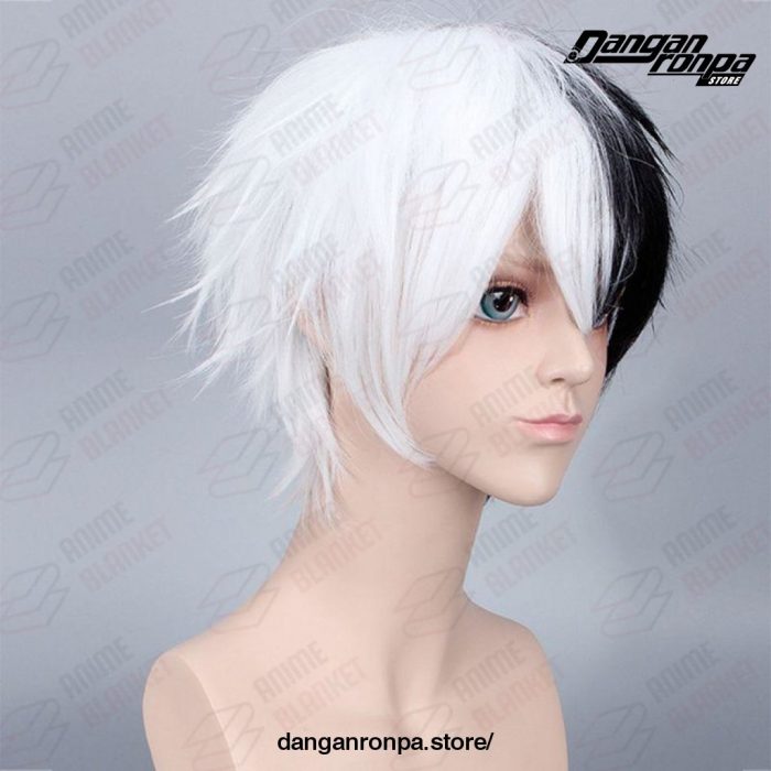 Danganronpa Monokuma Wig Cosplay Costume White Black Synthetic Hair