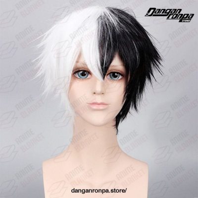 Danganronpa Monokuma Wig Cosplay Costume White Black Synthetic Hair