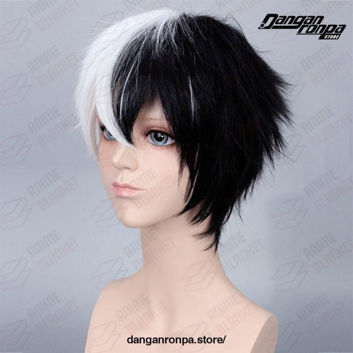 Danganronpa Monokuma Wig Cosplay Costume White Black Synthetic Hair