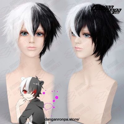 Danganronpa Monokuma Wig Cosplay Costume White Black Synthetic Hair