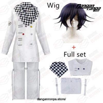 Danganronpa V3 Kokichi Oma Cosplay Costume Full Set Uniforms Scarf Cloak + Wigs / S