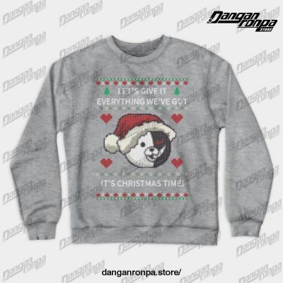 Monokuma Ugly Christmas Sweater Crewneck Sweatshirt Gray / S