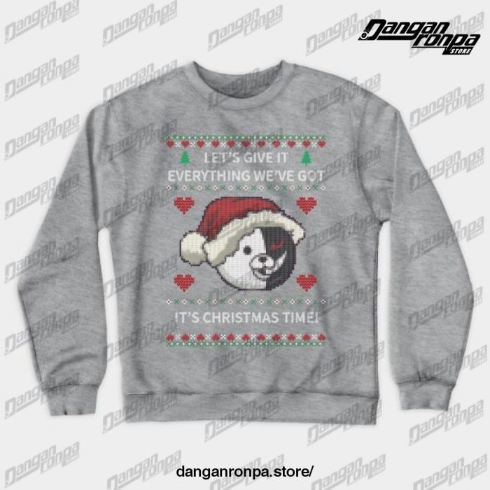 Monokuma Ugly Christmas Sweater Crewneck Sweatshirt Gray / S