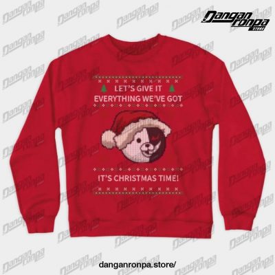 Monokuma Ugly Christmas Sweater Crewneck Sweatshirt Red / S