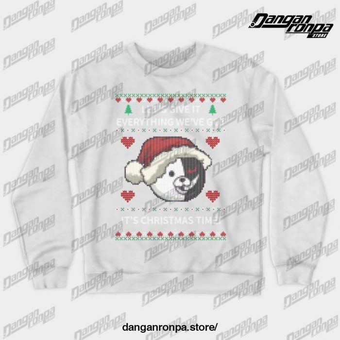 Monokuma Ugly Christmas Sweater Crewneck Sweatshirt White / S