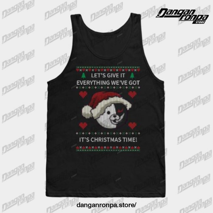 Monokuma Ugly Christmas Sweater Tank Top Black / S