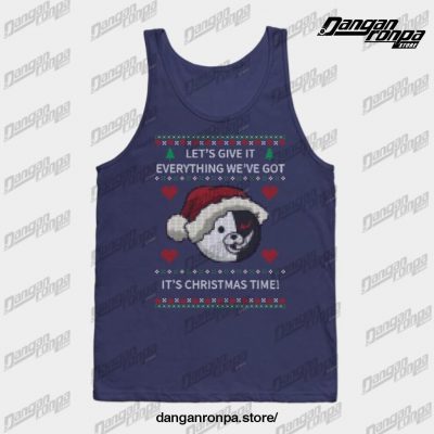 Monokuma Ugly Christmas Sweater Tank Top Navy Blue / S