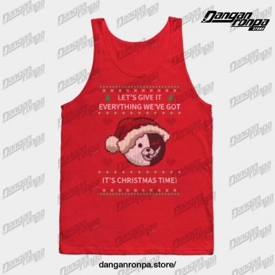 Monokuma Ugly Christmas Sweater Tank Top Red / S