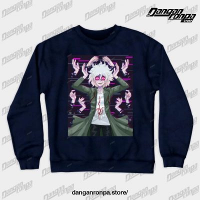 Nagito Komaeda Glitch 2 Crewneck Sweatshirt Navy Blue / S