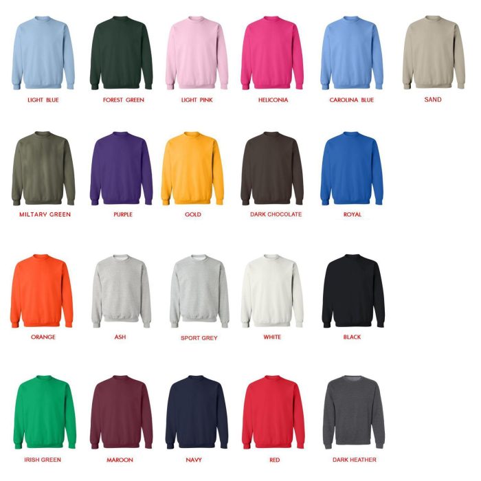 sweatshirt color chart - Danganronpa Store