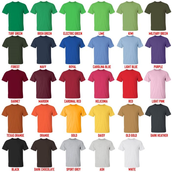 t shirt color chart - Danganronpa Store