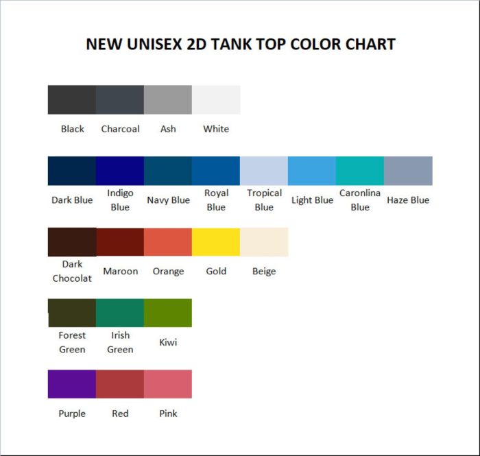 tank top color chart - Danganronpa Store