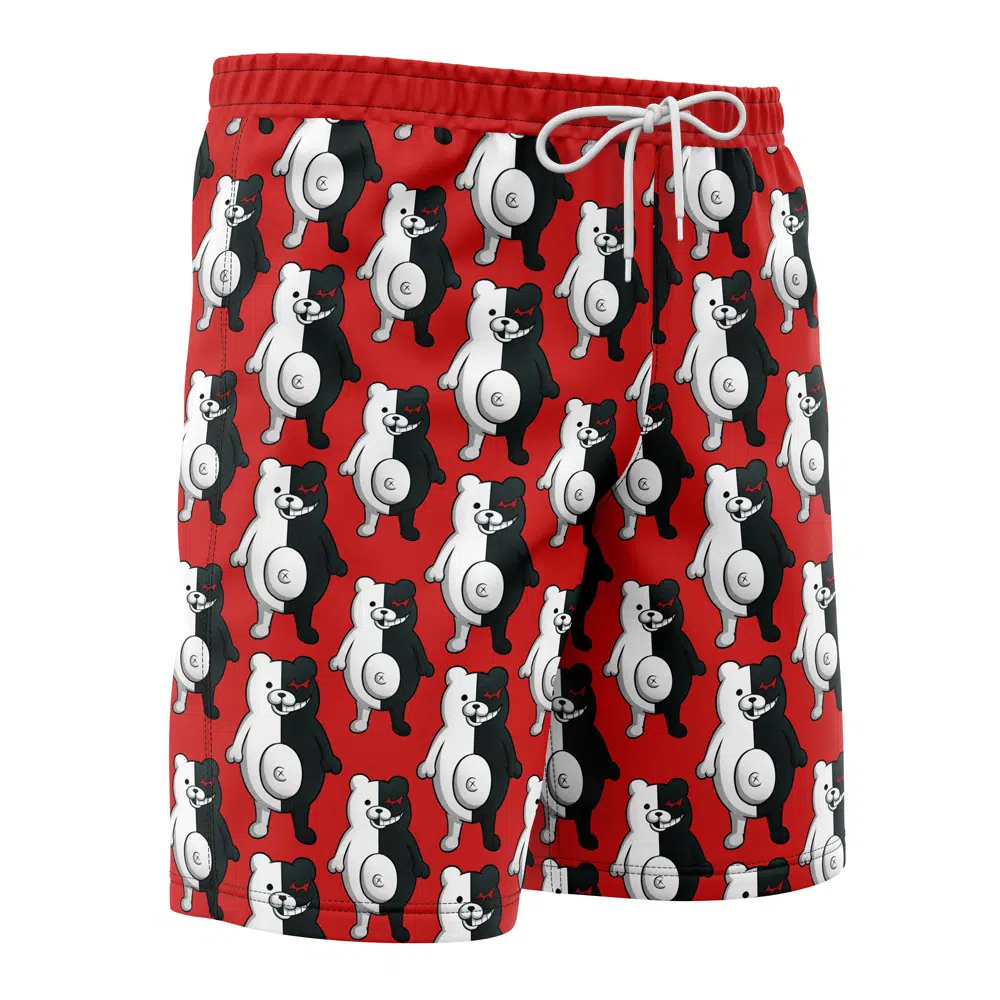 monokuma Hawaiian Swim Trunks Board Shorts side Knot - Danganronpa Store